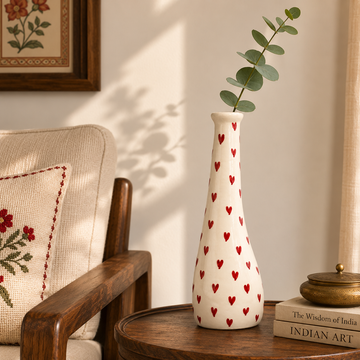 Handcrafted Tall Ceramic Heart Vase