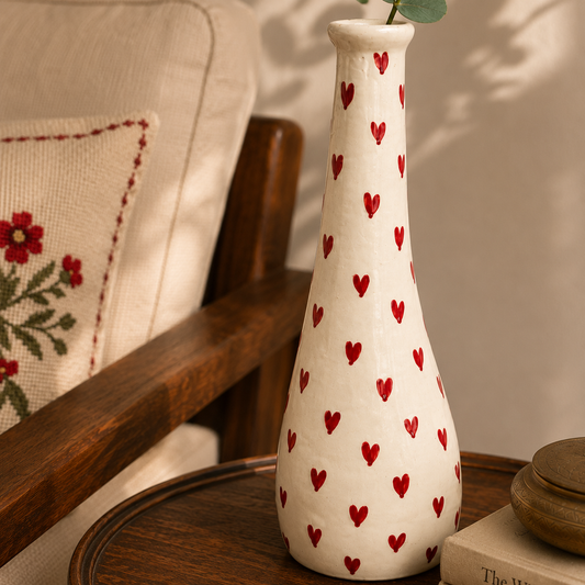 Handcrafted Tall Ceramic Heart Vase