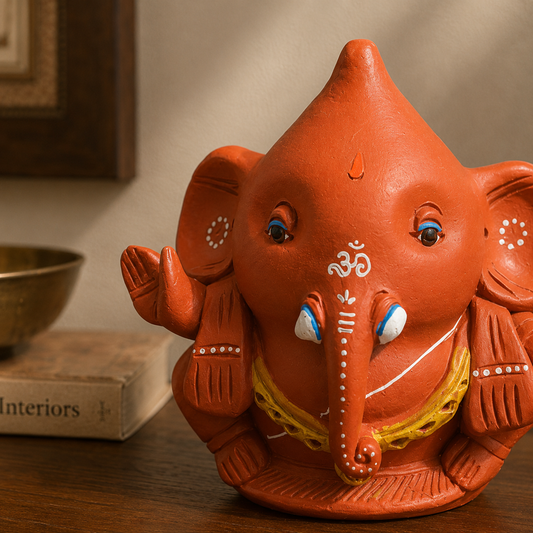 Pottery - Laddu Ganesh - Pottery - Laddu Ganesh - 6 inch