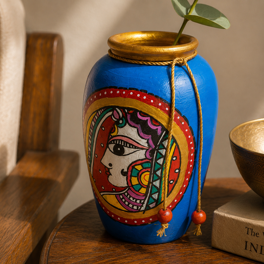 Hand Painted Terracotta Pottery (Madhubani Lady Face) 5 inch