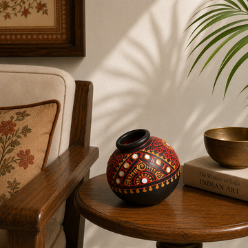 Handcrafted Terracotta Mirror Work Pottery
