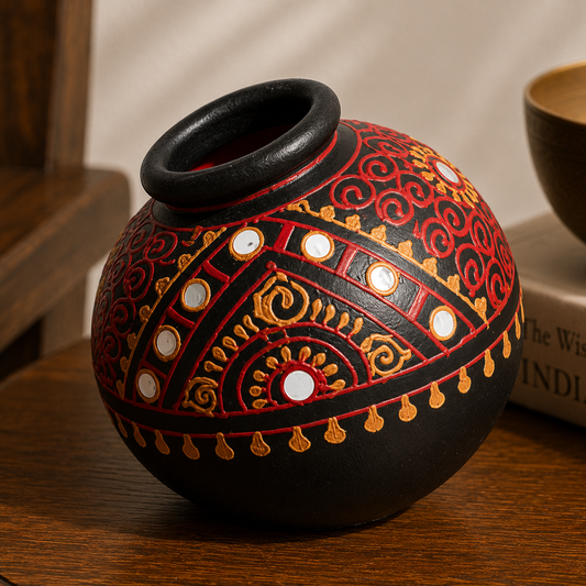 Handcrafted Terracotta Mirror Work Pottery
