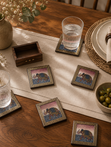 Tribal Art Coaster - Golden Border