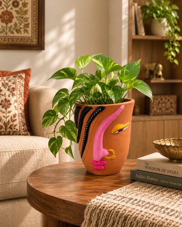 Handcrafted Terracotta Traditional Woman Face Planter