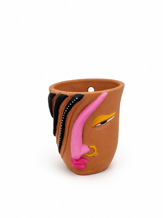 Handcrafted Terracotta Traditional Woman Face Planter