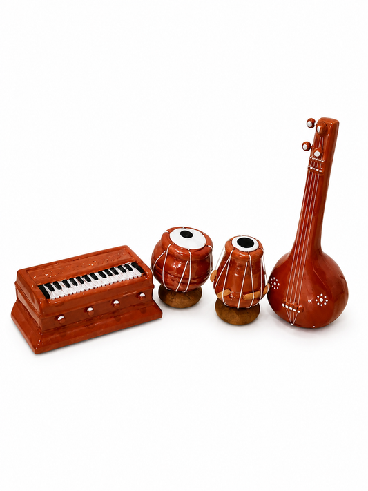 Handcrafted Terracotta Miniature Musical Instrument Set