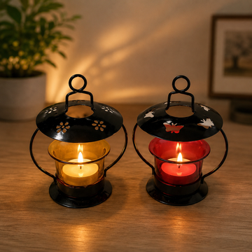 Colourful Glass Lamps Set of 2
