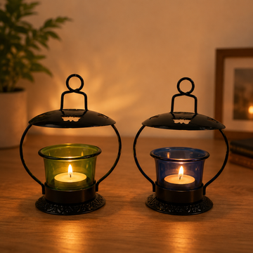 Colourful Glass Lamps Set of 2