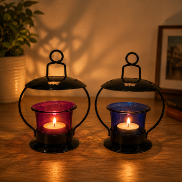 Colourful Glass Lamps Set of 2