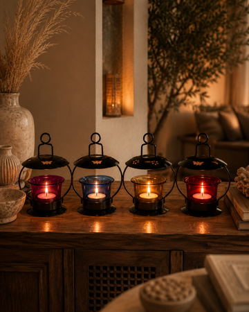 Colourful Glass Lamps Set of 4