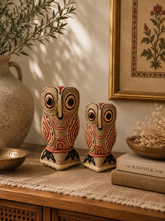 Aranya – Set of 2 Handmade Jute Owls
