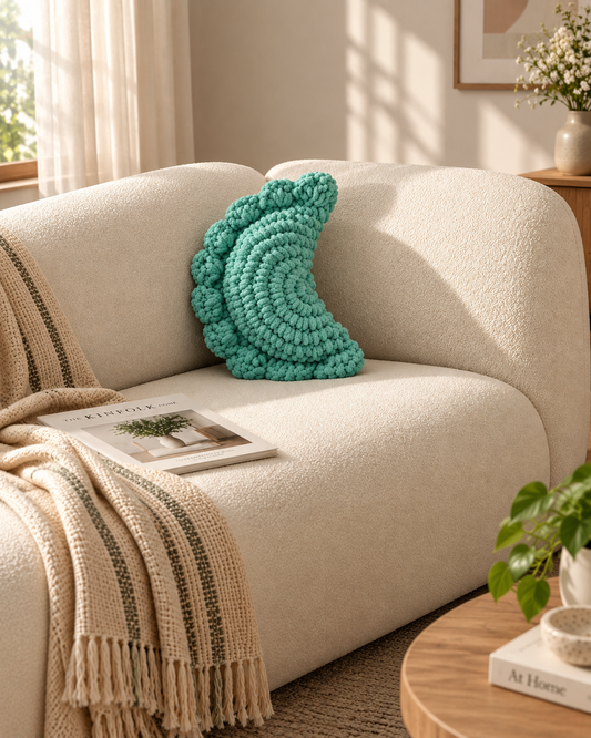 Handcrafted Crochet Moon (Blue)