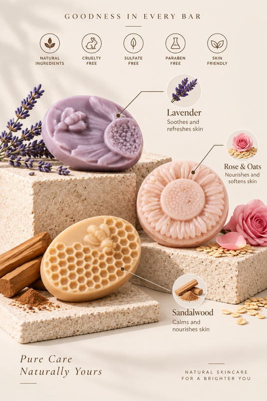 Bloom & Bliss – Handmade Soap Set of 3 (120 g each)