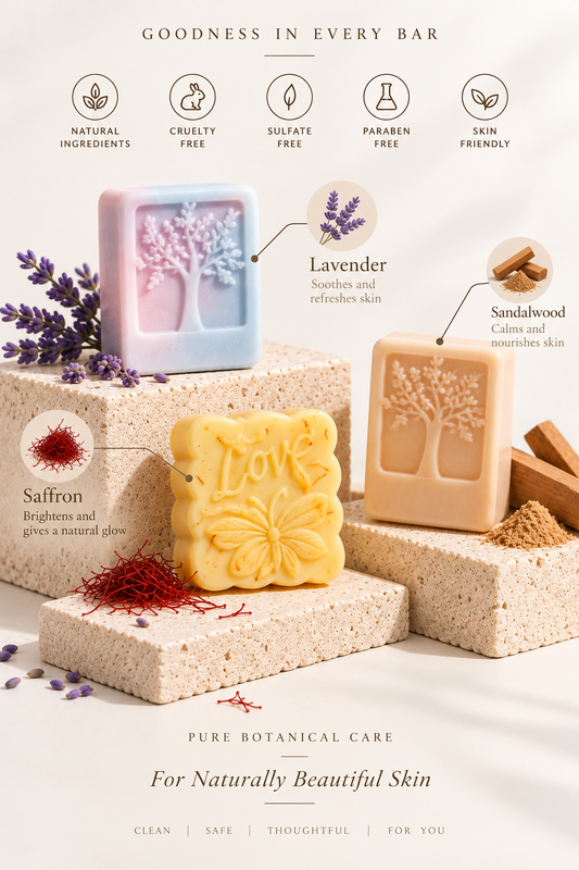 Sandal & Bloom – Handmade Soap Set of 3 (120 g each)