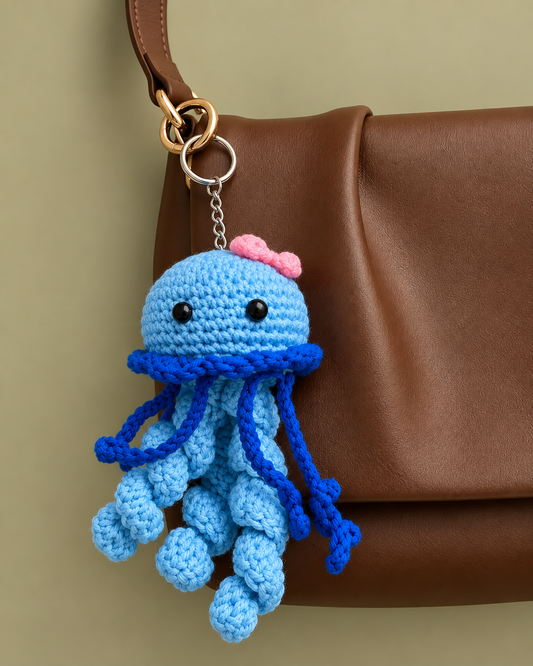 Coral Jelly – Handmade Crochet Keychain