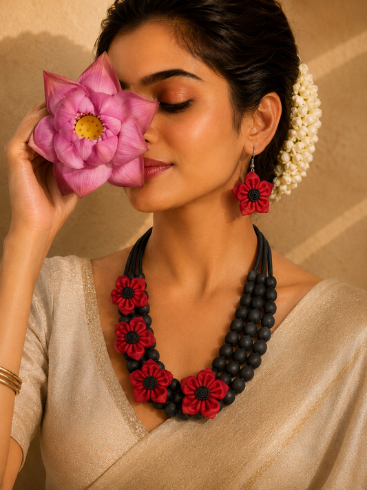 Floral Fabric Jewellery Set