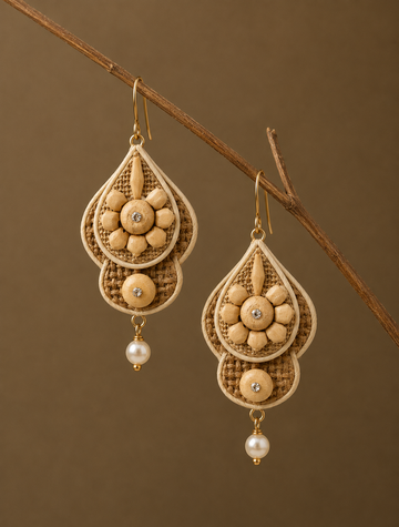 Woven Jute and Bamboo Earrings