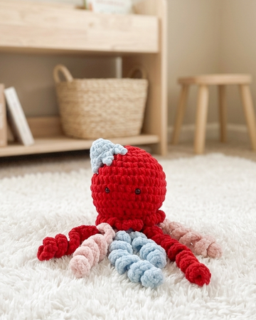 Handcrafted Crochet Octopus (Red)