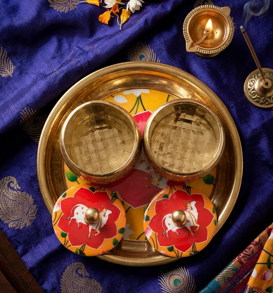 Brass Haldi kumkum plate