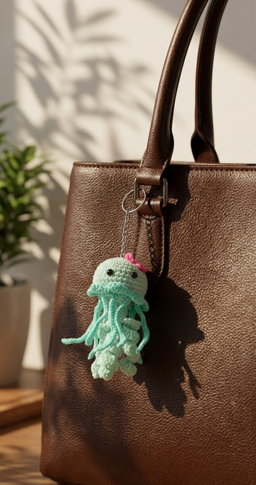 Crochet Jellyfish Keychain (Pastel Green)