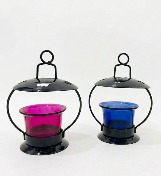 Colourful Glass Lamps Set of 2