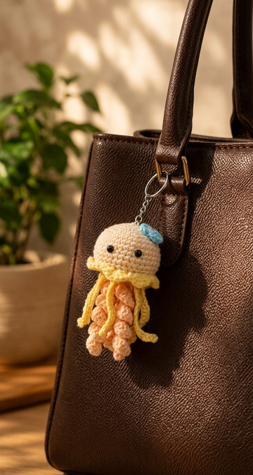 Crochet Jellyfish Keychain (Butter Yellow)