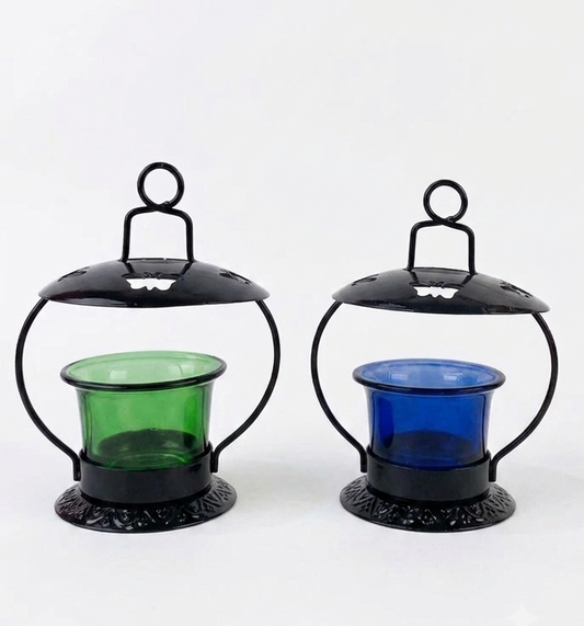 Colourful Glass Lamps Set of 2