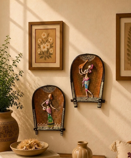 Handmade Bamboo Kulo Soop- Standing Man & Woman Set