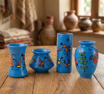 Handcrafted Terracotta Miniature Pottery Set of 4