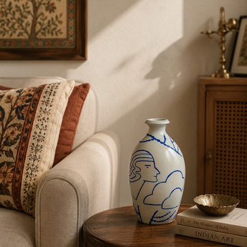 Hand Painted Terracotta Pottery (Modern Abstract Painted Faces)