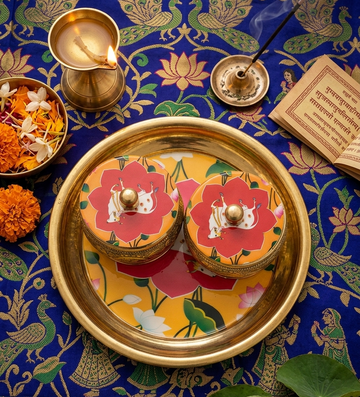 Brass Haldi kumkum plate