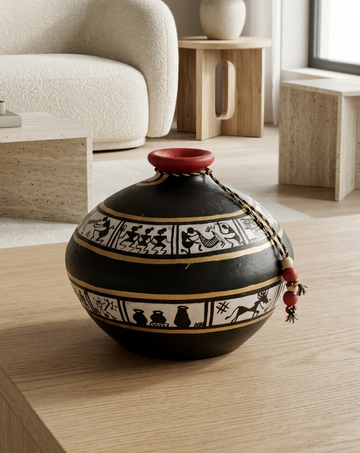 Handcrafted Warli Art Terracotta Pottery