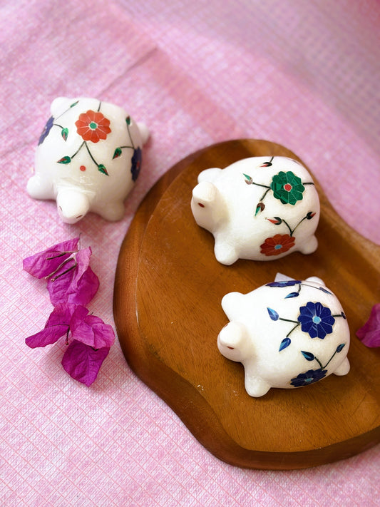 White Marble Tortoise - chip work design - Pure Marble tortoise with design