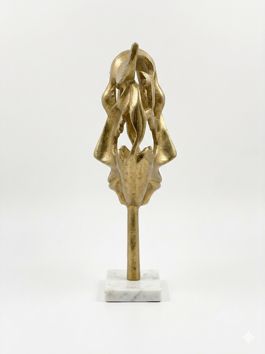 Luxury Venetian Hollow Brass Mask Sculpture on Marble Base