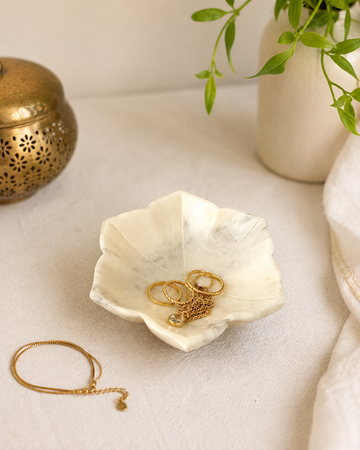 Marble Flower Shaped Trinket Dish