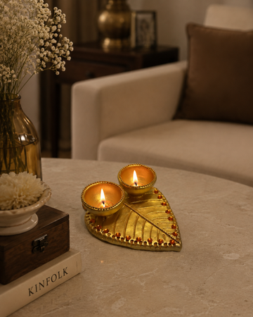 Terracotta Leaf Shaped Haldi Kumkum Plate