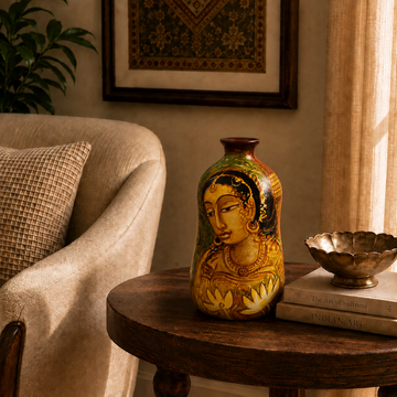 Veda - Hand Painted Terracotta Vase (Ajanta & Ellora Inspired Paintings - 9 inch)