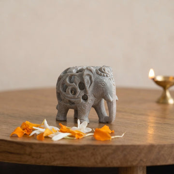 Jali Work Elephant Sculpture (2 inch)