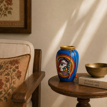 Hand Painted Terracotta Pottery (Madhubani Lady Face) 5 inch