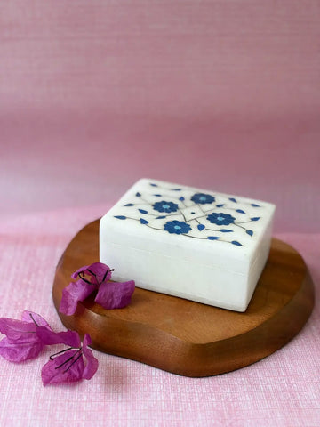 White Marble Jewellery box - Patti work