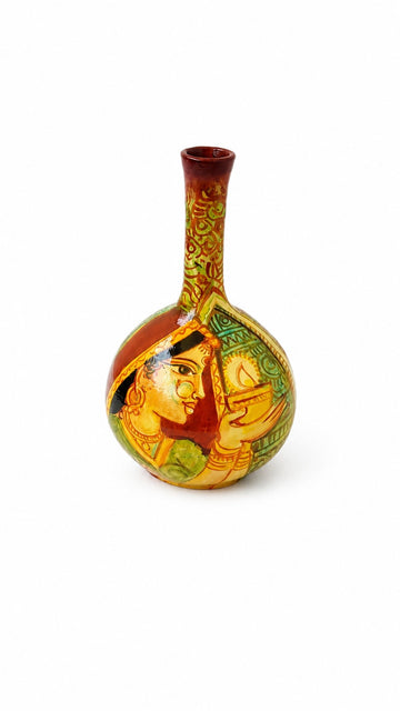 Hand-Painted Terracotta Rajasthani Face Painting Pot - 6 inch