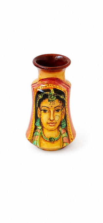 Hand-Painted Terracotta Rajasthani Face Painting Pot - 6 inch
