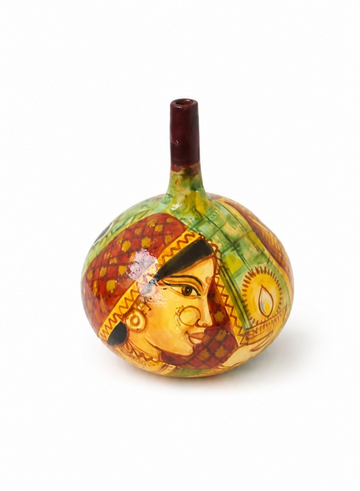 Hand-Painted Terracotta Rajasthani Face Painting Pot - 6 inch