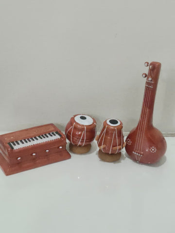 Handcrafted Terracotta Miniature Musical Instrument Set
