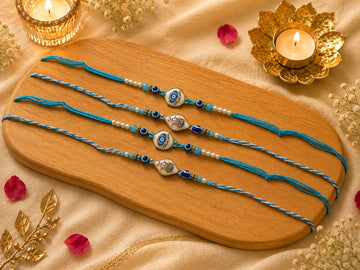 Handcrafted Evil Eye Rakhi Set of 4