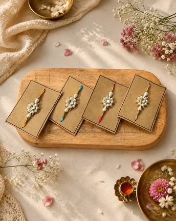 Pearl Floral Rakhi Set of 4