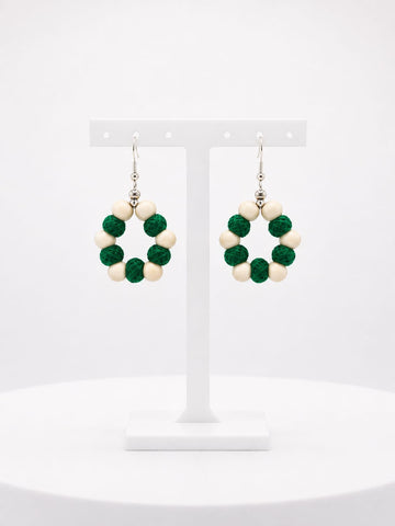Handcrafted Green Bead Loop Earrings