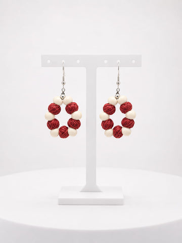 Handcrafted Red Bead Loop Earrings