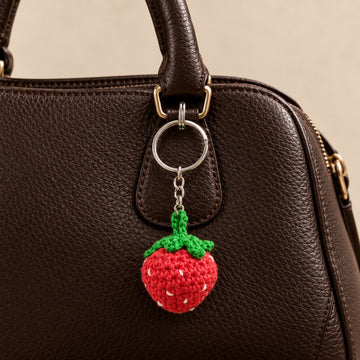 Crochet Strawberry Keychain