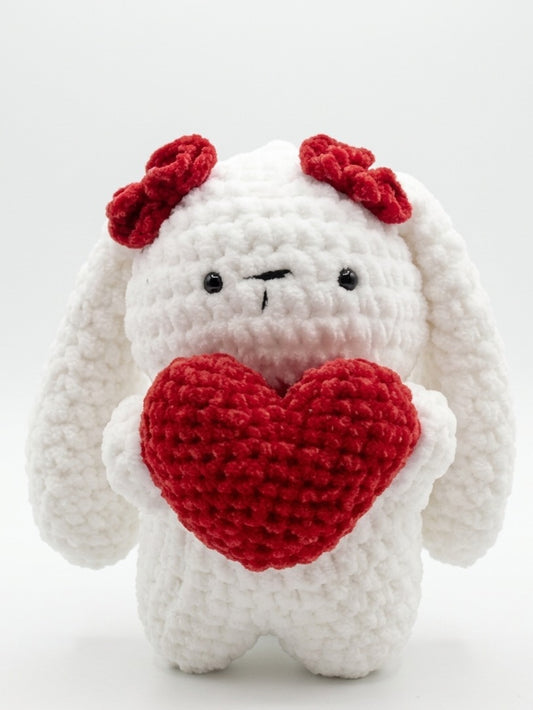 Crochet Toys (8 to 12 inch) - White bunny with Heart